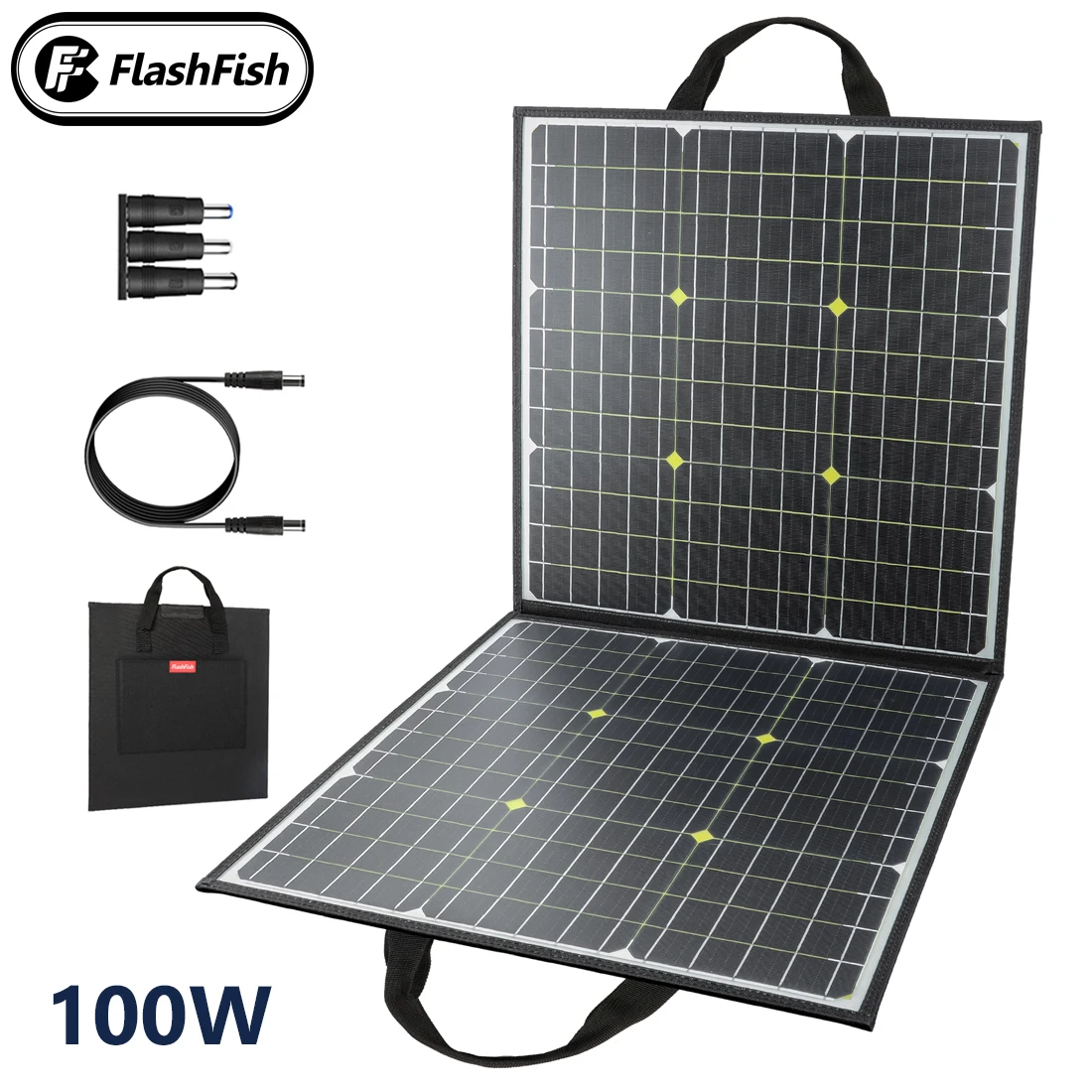 

Flashfish Portable Solar Panel 100W 18V Foldable Solar Cells 5V Dual USB Battery Charger Outdoor Power Supply Camping Travel