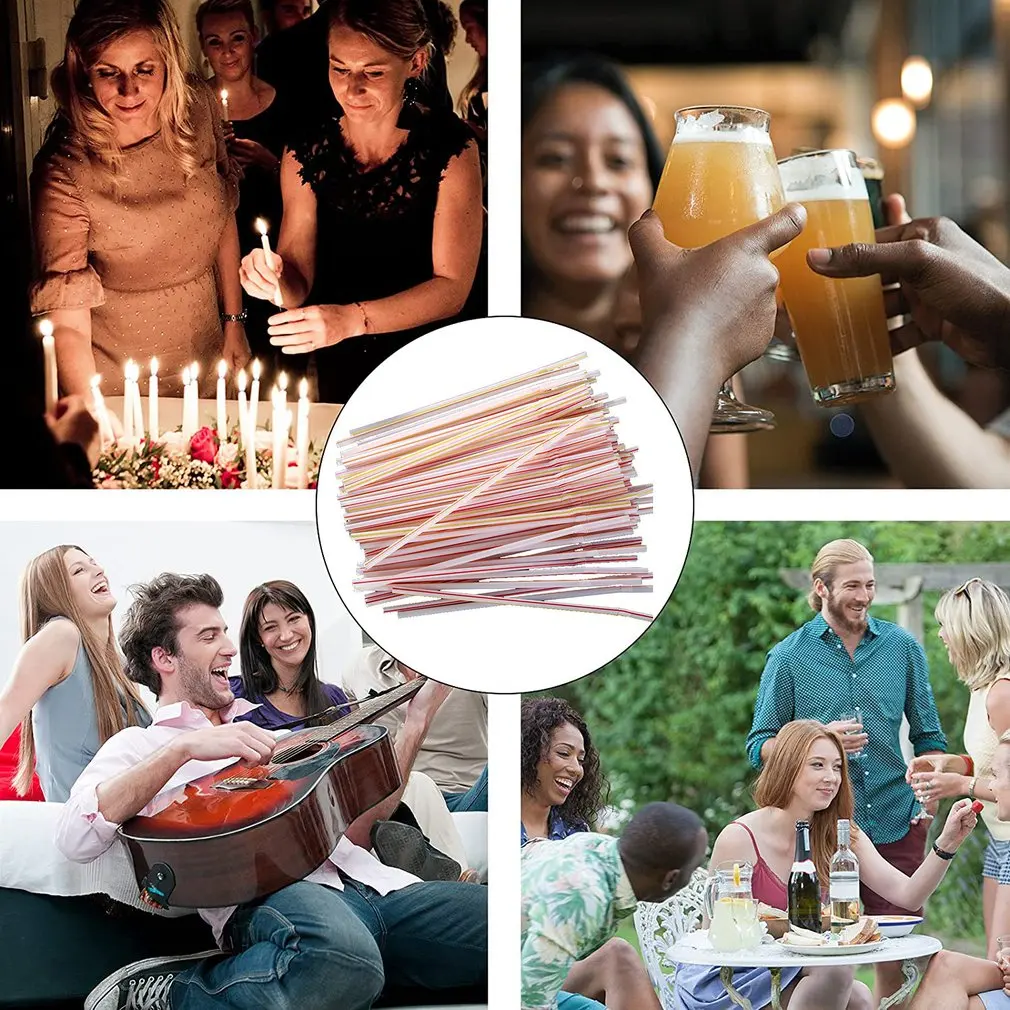 

100 шт./пакет одноразовые пластиковые разноцветные Растягиваемые гибкие питьевые соломинки горячий холодный напиток разноцветные соломинк...