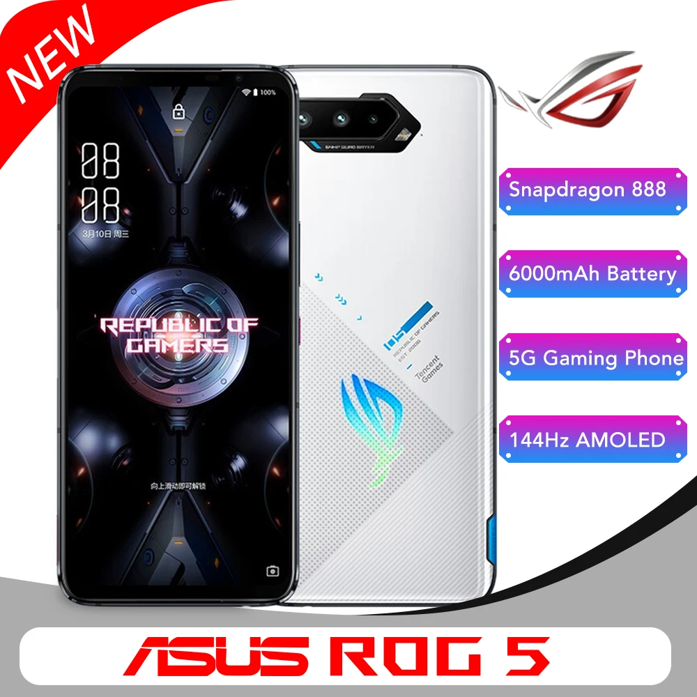 Новый Asus ROG 5 5G игровой телефон 6,78 дюйм 16RAM 144 Гц активно-матричные осид, Дисплей Snapdragon 888 6000 мАч быстрой зарядки 65 Вт ROG5 мобильный телефон
