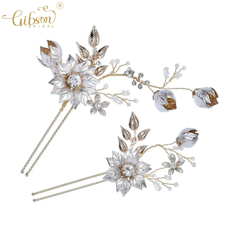 

Vintage Hair Jewelry Wedding Copper Bud Flower Hair Accessories Gold Hair Pin Clips