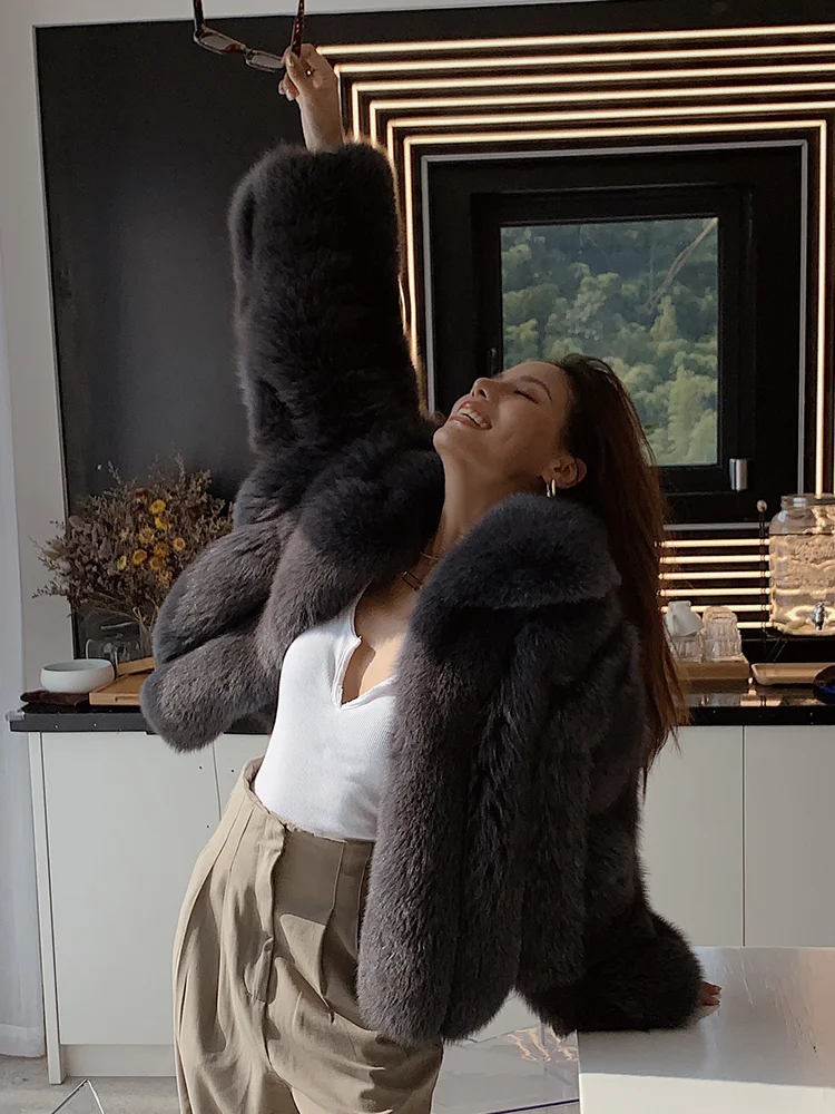Imported From Finland Fox Fur Coat Women 2020 New Genuine Fur Coat Women Thick Warm Jacket Bat Sleeved Real Fur Coat Luxury