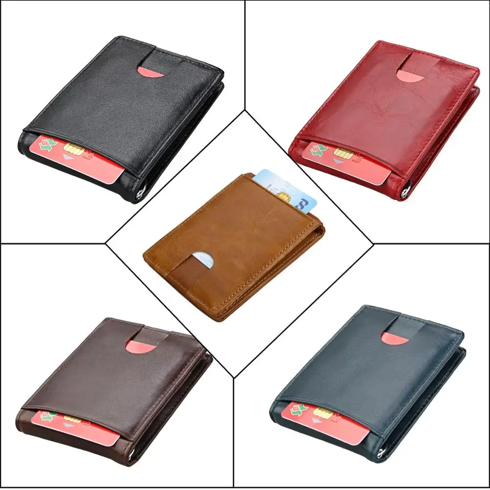 Зажим для денег мужчин и женщин роскошный натуральная кожа RFID Блокировка