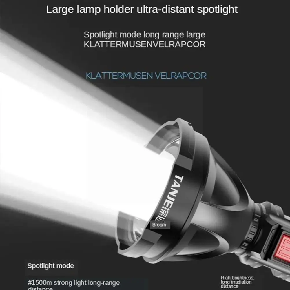 

Black portable outdoor camping waterproof glare flashlight lighting tool household light flashlight fishing night LED H2E6