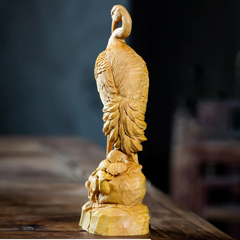 20 см кран долгий талисман Дерево маленькое животное деревянная статуя