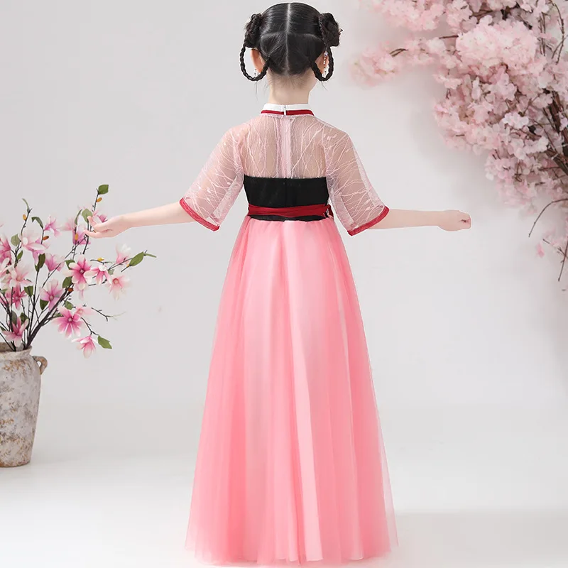 

Oriental Chinese Style Retro Hanfu Dress Girls Chinese Folk Dance Costumes Embroidery Kids Tang Suit Performance