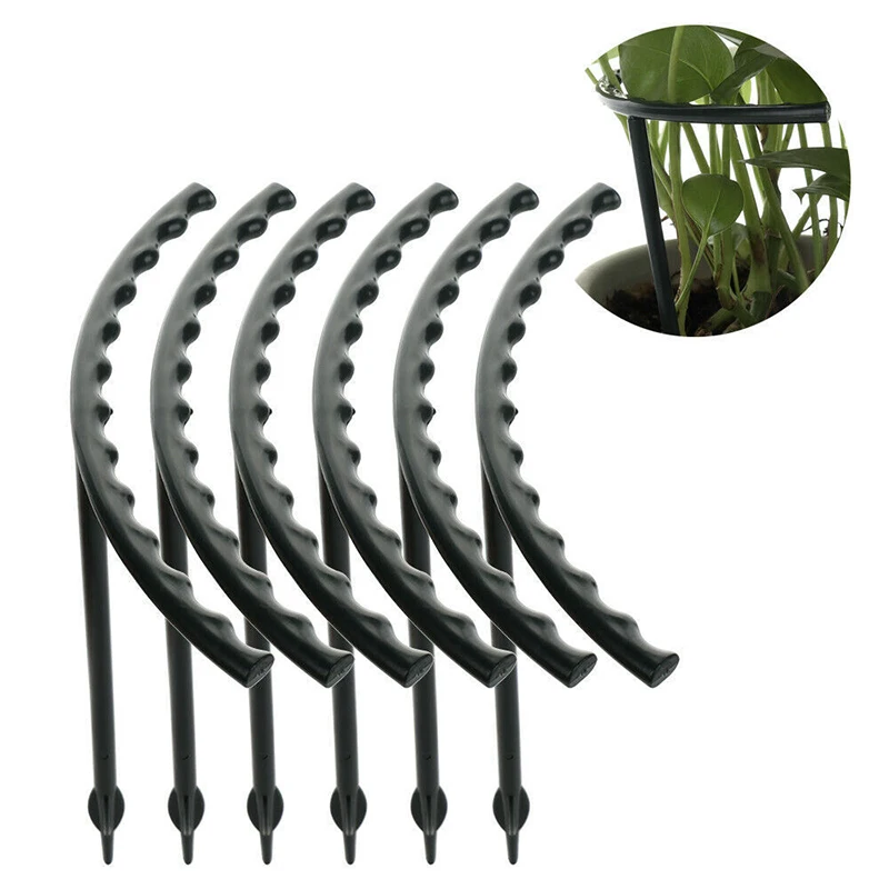 

Plant Support Stakes 6 PCS Arched Reusable Plastic Plant Cage Support Ring for Flower Vegetable Garden 5.7*5.1inch JS22