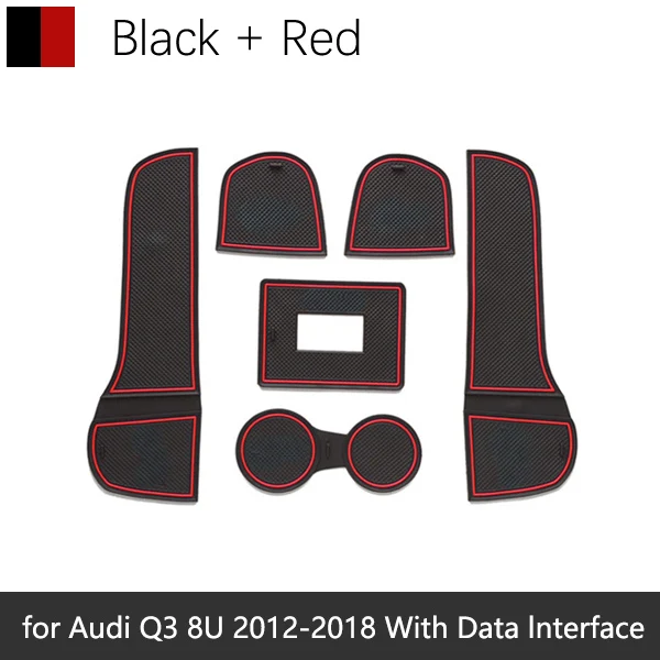 RED Противоскользящие резиновые чашки подушки двери паз коврик для Audi Q3 8U Sline S-Line SQ3 RS Q3 2012~ аксессуары коврик для телефона - Название цвета: RED