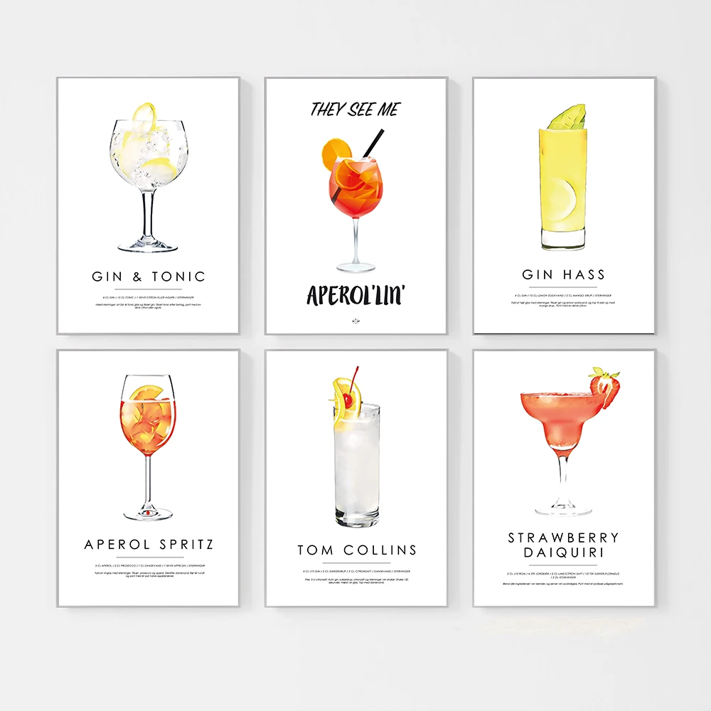 

Abstract Gin and Tonic Canvas Painting Alcohol Drink Picture Poster and Print Cocktail Plakat Living Room Bedroom Wall Decor