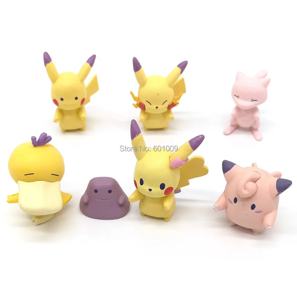 Экшн фигурки Pika Mew Psyduck Clefairy Ditto 4 см из ПВХ игрушки для детей розничная продажа