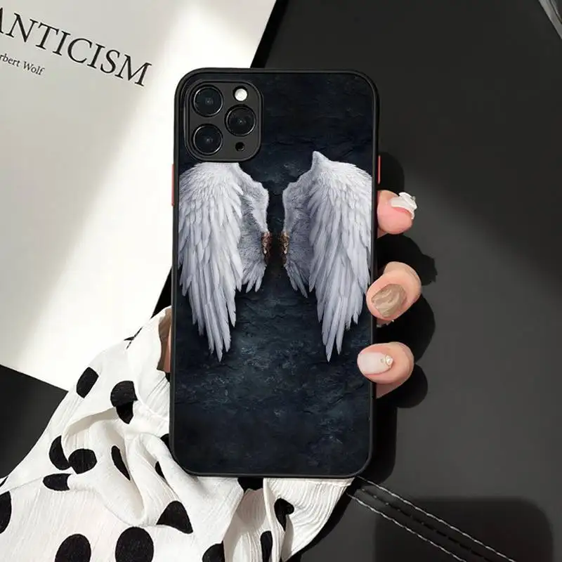 

Angelin white Phone Case For iphone 12 11 8 7 plus mini x xs xr pro max matte transparent cover