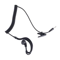 3 5 mm single earpiece ear hook earphone with spiral cable walkie talkie headset polices military earphone