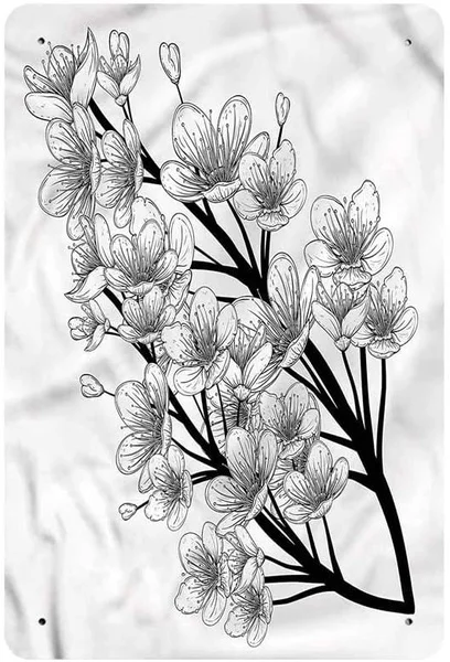 

Tin Signs Black and White Retro Posters Bar Pub Wall Decor Japanese Sakura