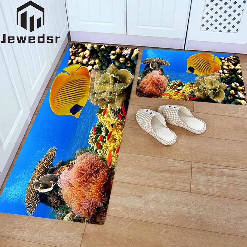 

Подводный кухонный ковер World, коврик для гостиной и ванной, нескользящий моющийся ковер для ванной, домашний Придверный коврик, входная двер...
