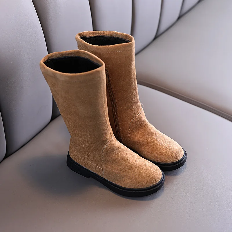 

Children's Martin Boots AutumnWinter Girls Plush Insulation Cotton Boots Long Boots Girls Princess Solid Casual High Boots 26-36