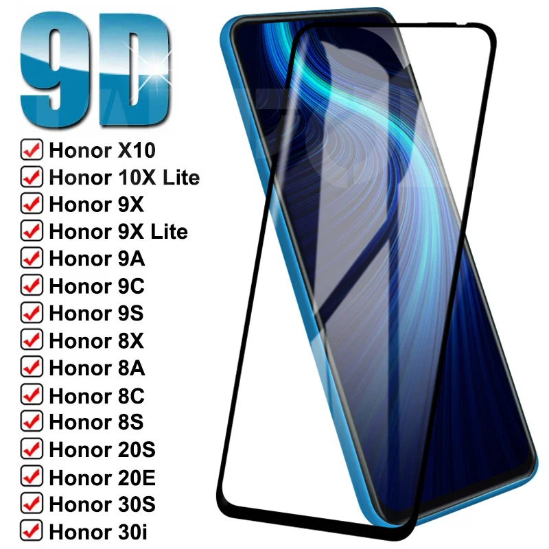 

9D Protective Glass For Huawei Honor 10X 9X Lite X10 9A 9C 9S 8X 8A 8C 8S 20S 30S 20E 10i 20i 30i Screen Tempered Glass Film