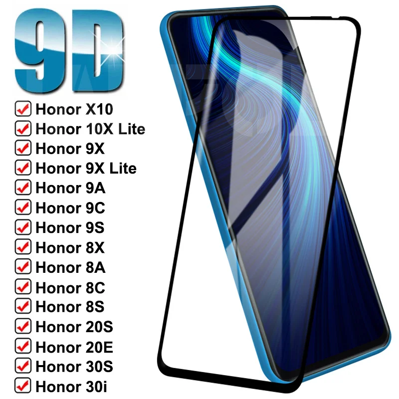 Защитное стекло 9D для Huawei Honor 10X 9X Lite X10 9A 9C 9S 8X 8A 8C 8S 20S 30S 20E 10i 20i 30i пленка из