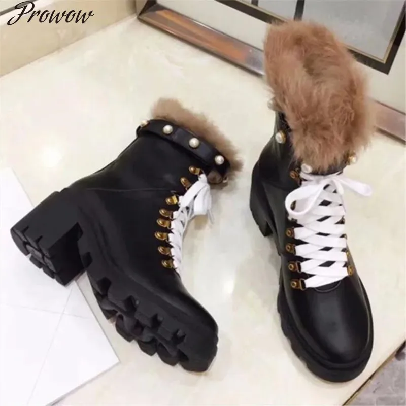 

Prowow Winter Ankle Boots Women Luxury Ankle Boots High Heels Botas Mujer Leather Shoes Women Fashion Ladies Shoes Zapatos
