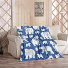 Одеяло Фланелевое мягкое для дома, милое домашнее одеяло с изображением синего белого медведя, семьи ледяных животных и арктических животных, натуральных нордических медведей