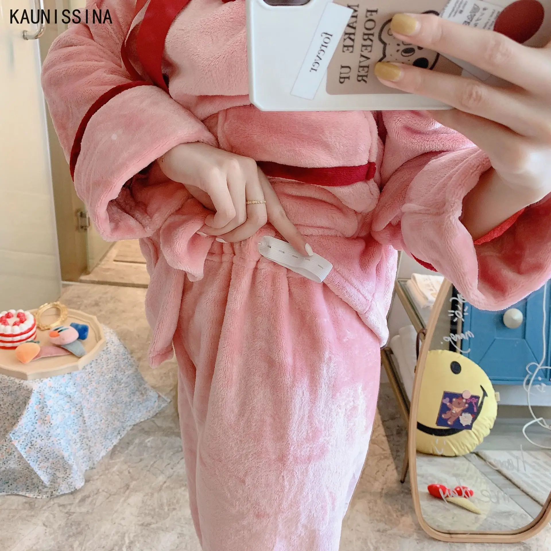 

Women Warm Winter Pajamas Flannel Sleepwear Lace Collar Postpartum Nursing Wear Maternity Pajamas Homewear Pajama Sets