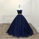 Женское бальное платье принцессы, сияющее темно-синее Плиссированное вечернее платье, модель 2022 года