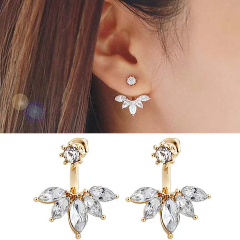 Женские серьги в форме хрустального листа богемном стиле Двухсторонние манжеты