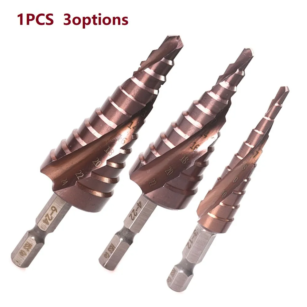 

1PC M35 5% Cobalt Step Drill Bit 3-12/4-22/6-24mm HSS-CO Hex Handle Cone Metal Drill Bit Suitable Pistol Drill Brocas