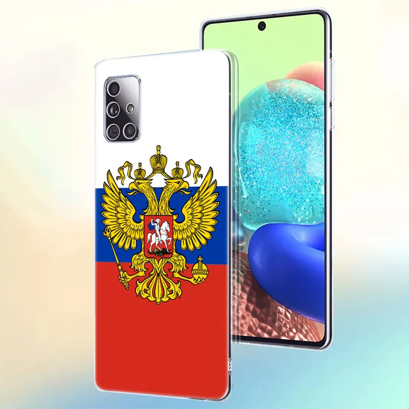 russia flag national emblem soft case for samsung galaxy a12 a02 a03s a21s a22 a32 a52 a72 a82 s21 plus fe ultra m32 m12 cover free global shipping