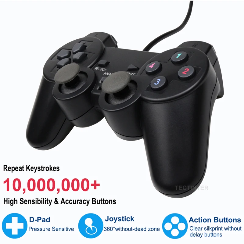 Wired USB PC Game Controller Gamepad For PC Windows Computer Laptop Black Game Joystick For WinXP/Win7/8/10 Joypad