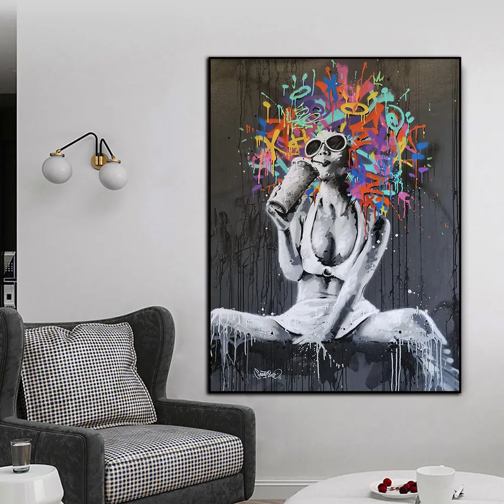 

Modern Pop Art Graffiti Street Sexy Woman Canvas Painting Print Wall Art Picture For Living Room Home Decoration Frameless