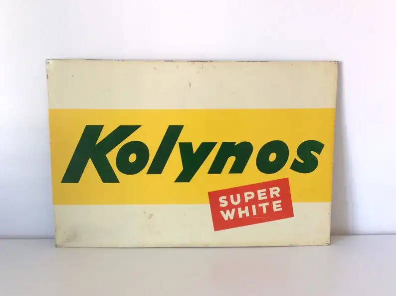 Винтажный белый металлический знак Kolynos большой рекламный греческая зубная