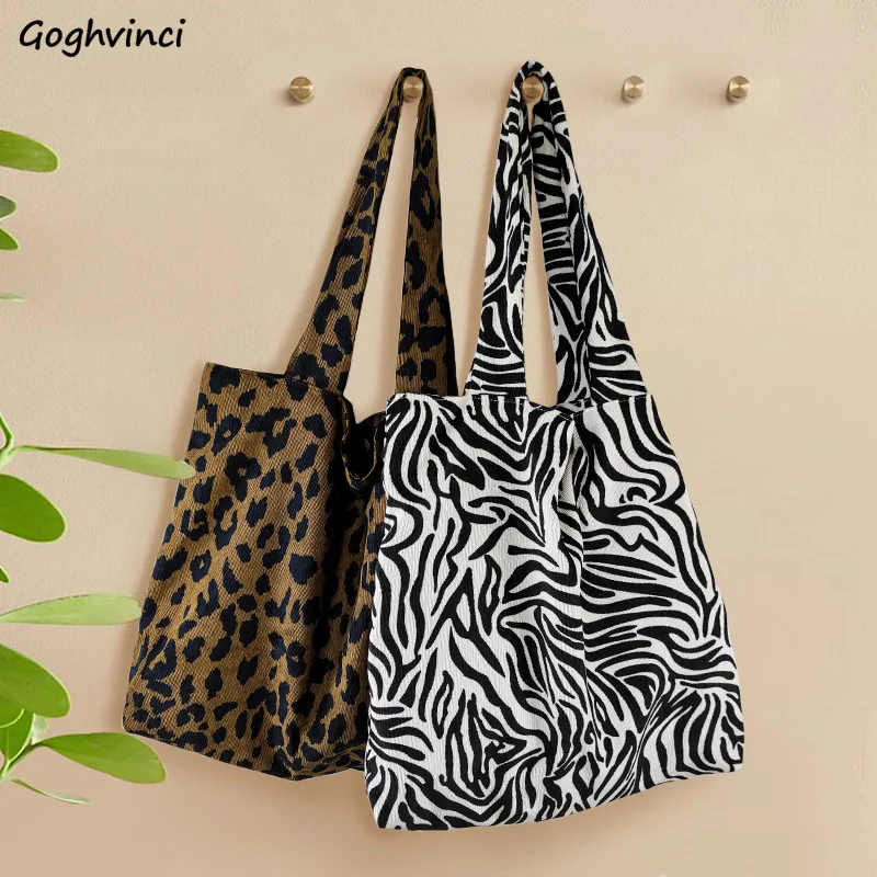 

Сумка женская Вельветовая, с леопардовым принтом, большая емкость, школьный мешочек