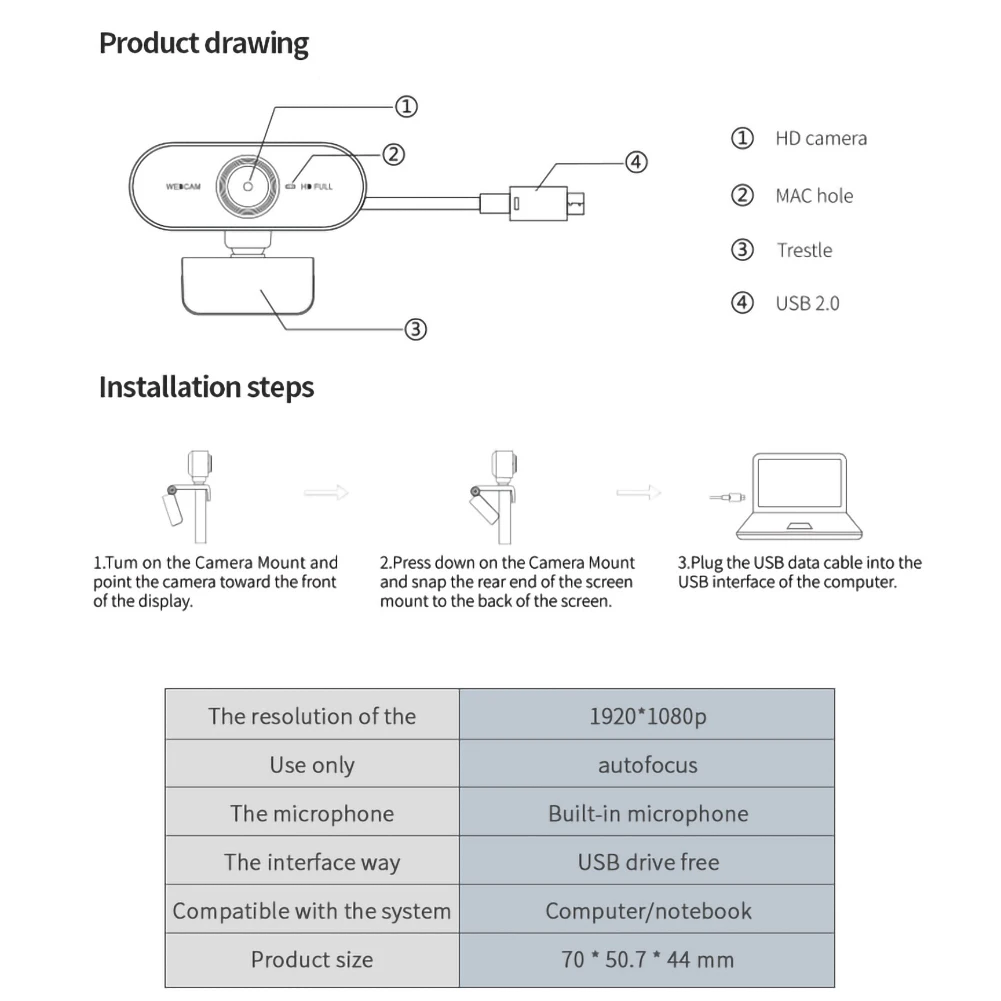 

Webcam Full HD 1080p Q15 Webcam Network USB Camera Free Drive Web Camera For Computer Notebook with Microphone Camera pc