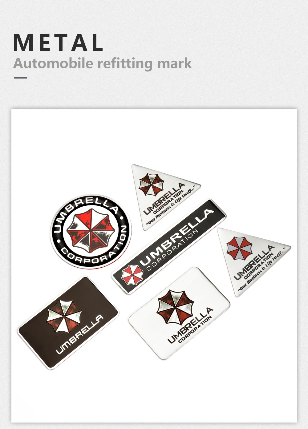

1pcs Car decoration 3D Aluminum Umbrella Corporation Emblem Sticker For KIA Nissan Hyundai BMW Ford Suzuki Subaru Accessories