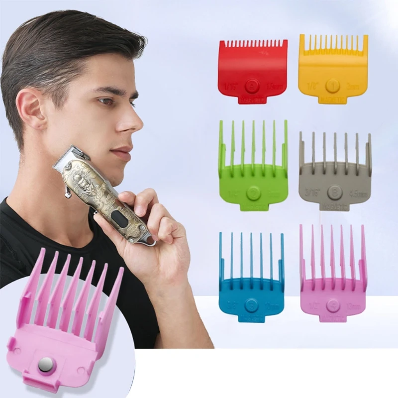 

6Pcs Colorful Professional Hair Clipper Guides Attachments Combs Clipper Guards Hair Clipper Replacement Guards Set
