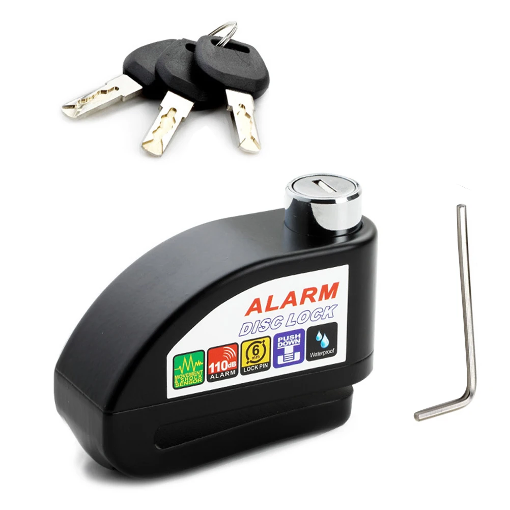 Замок дисковый мотоциклетный водонепроницаемый с сигнализацией Противоугонный