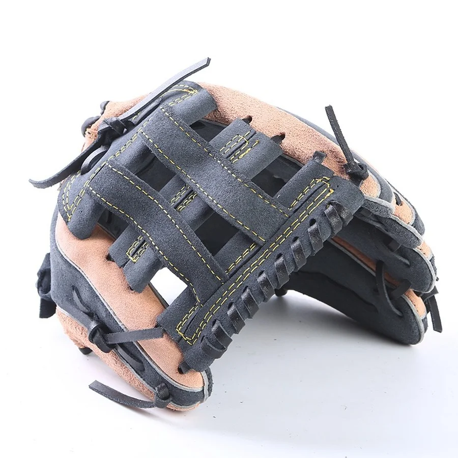 Leather Black Cowhide Baseball Glove Left Hand Baseball Gloves Thicken Training Guante De Beisbol Sportswear Accessories EI50BG