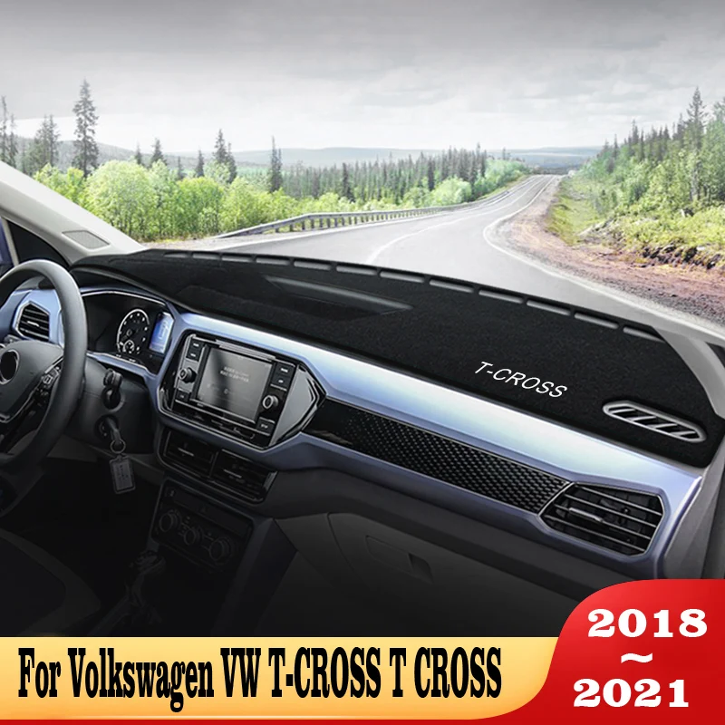 

For Volkswagen VW T-CROSS T CROSS 2018 2019 2020 2021 Car Dashboard Covers Avoid Light Pad Sunshade Anti-UV Carpets Accessories