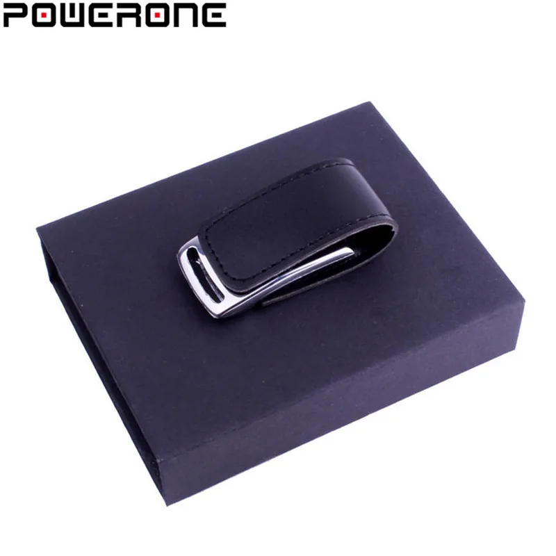 POWERONE кожаный брелок флешка с коробкой USB флеш накопитель 4 ГБ 16 32 64 модная карта