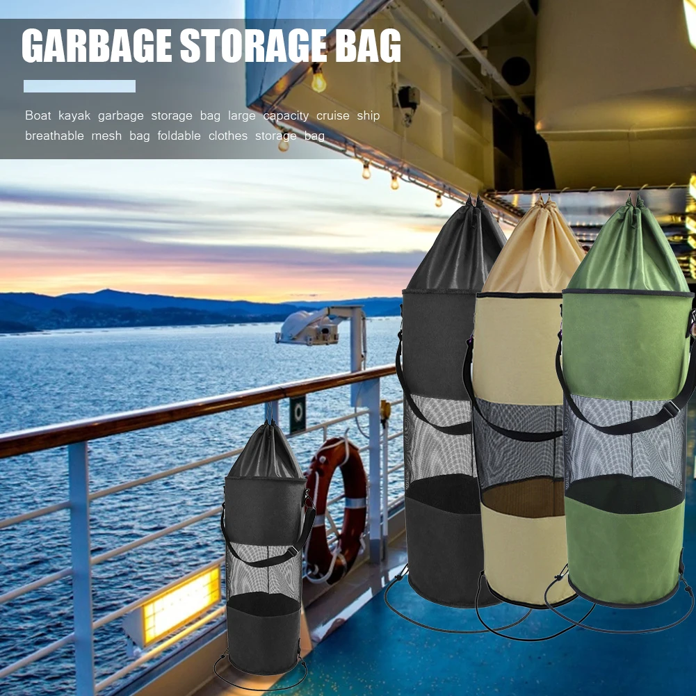 

Boat Trash Bag Portable Reusable Mesh Hanging Kayak Garbage Bin Container