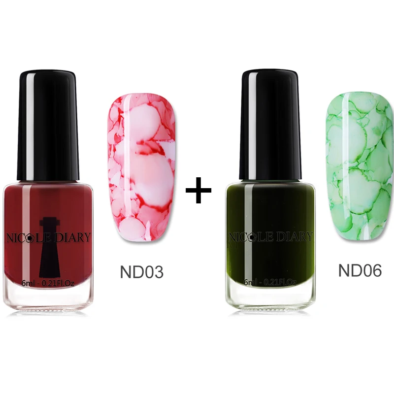 6ml Set 3 NICOLE DIARY 15 мл/6 мл акварельный лак для ногтей Цветущий DIY гель для ногтей Маникюрный Декор эффект дыма пузырьковый лак маникюрный лак - Цвет: 6ml Set 3