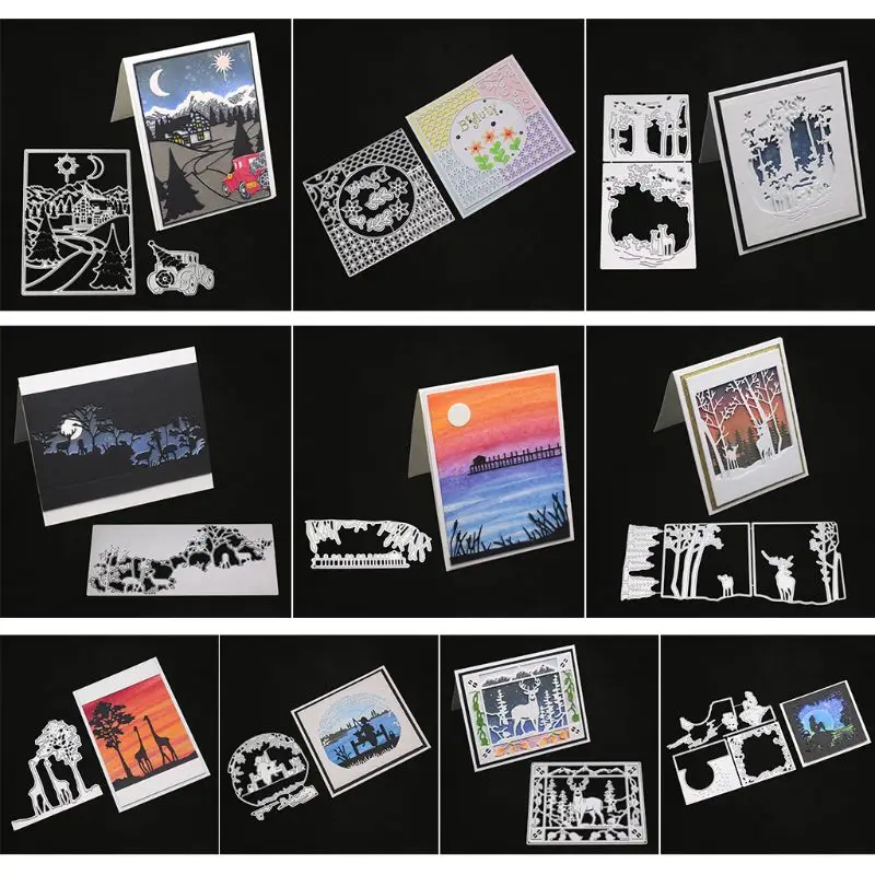 Девушка в море дерево олень металлический прорезной трафарет для окраски DIY