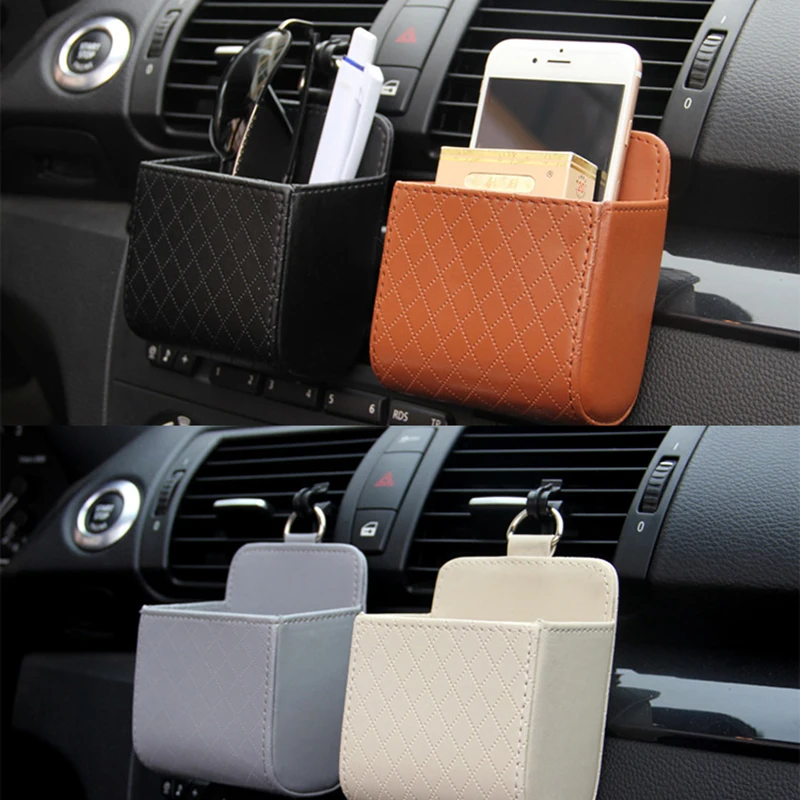 

Car Outlet Vent Seat Back Tidy Storage Box PU Leather Coin Bag Case Pocket Organizer Hanging Holder Pouch Automobile Accessories