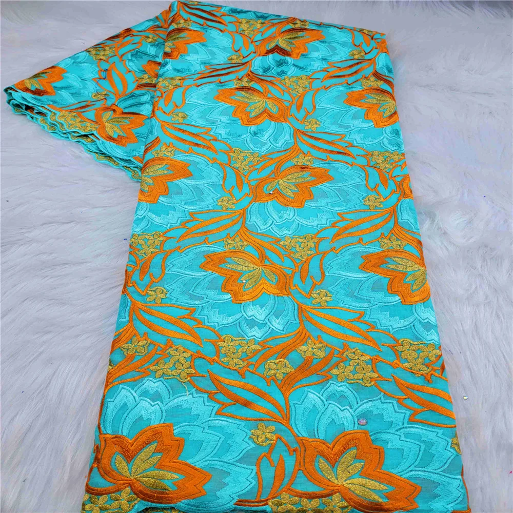 

Высококачественная африканская кружевная ткань, хлопковая ткань, вышивка, швейцарский французский тюль, кружево из чистого хлопка, 5 ярдов, ...