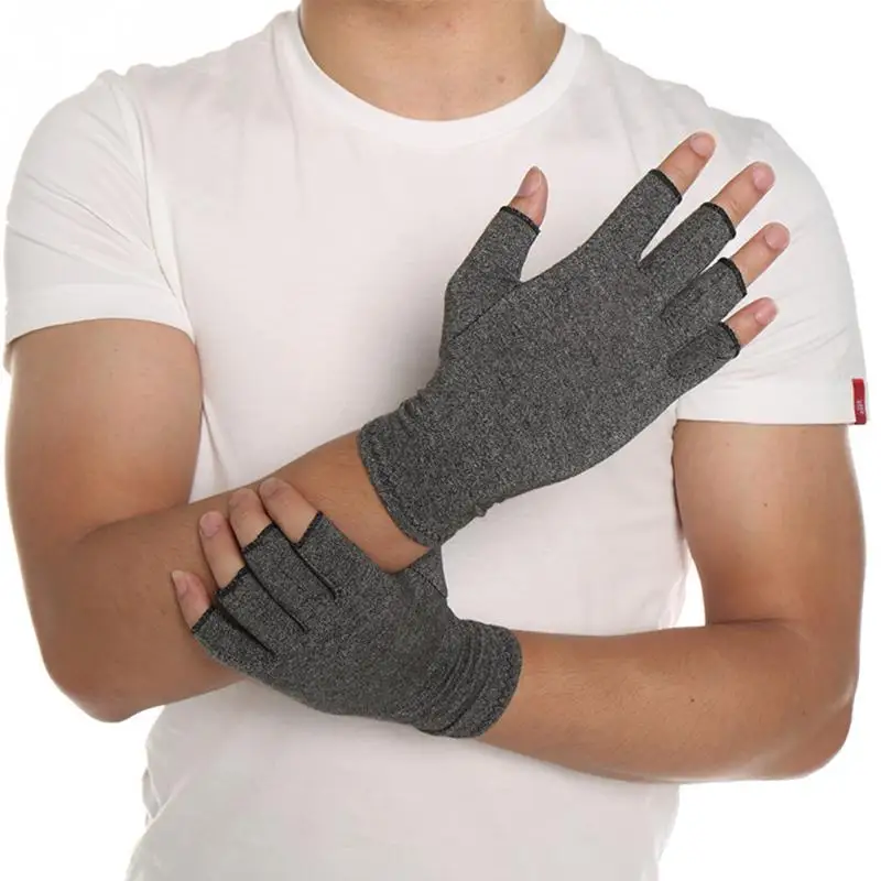 

Hot 1 Pair Women Men Cotton Elastic Hand Arthritis Joint Pain Relief Gloves Therapy Open Fingers Compression Gloves