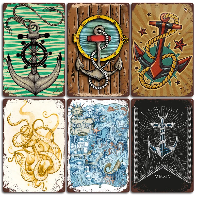 Мультяшный якорь Сейлор знаки модное аниме Искусство Живопись для дома детской