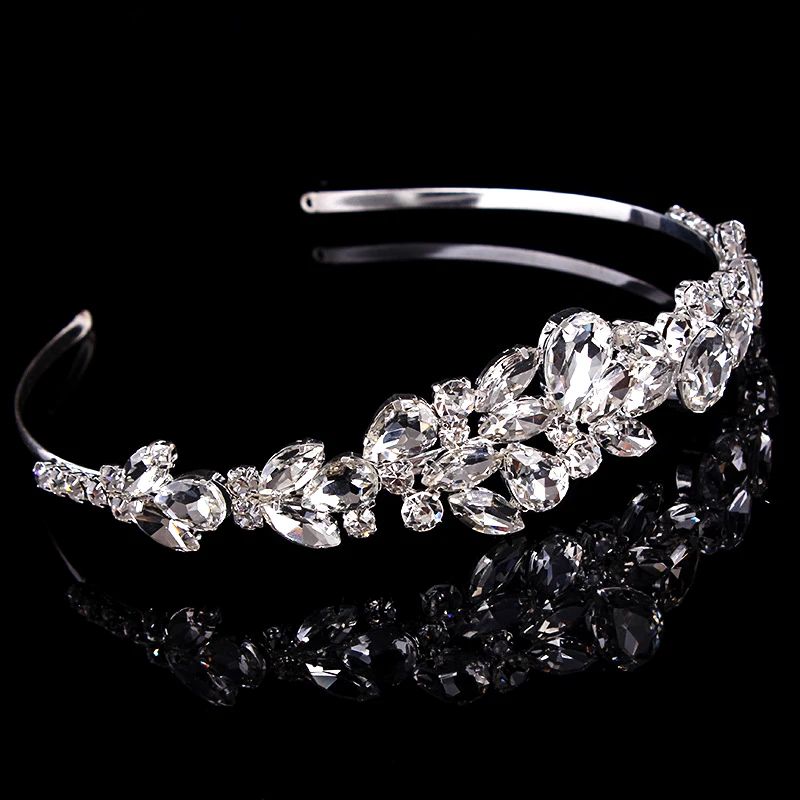 Винтажная Роскошная прозрачная Хрустальная лента для волос Стразы диадема