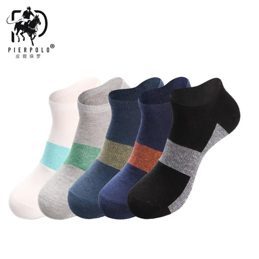 mix 5 colors Модные поло хлопковые короткие носочки по щиколотку для мужчин, 10 шт. = 5 пар/лот, высокое качество, бизнес бренд, повседневные забавные мужские носки - Цвет: mix 5 colors