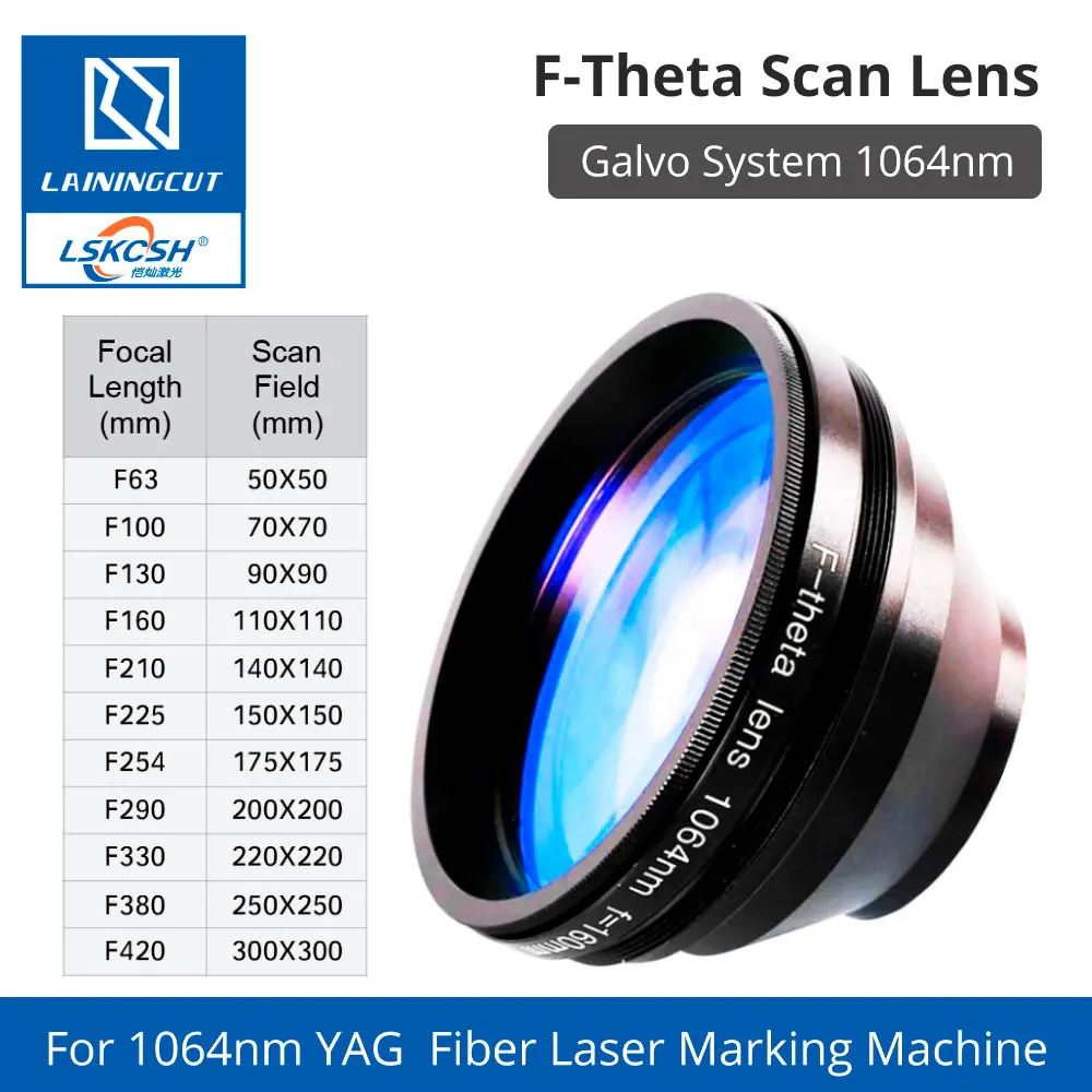 F-theta оптический объектив с сканированием 1064 нм 50x50-300x300 фотоэлемент для YAG детали