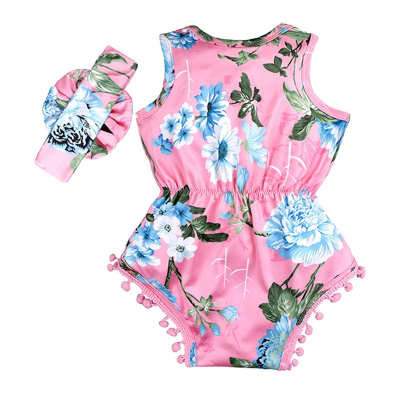 Модное боди для маленьких девочек 2 шт. милая Одежда новорожденных с цветочным
