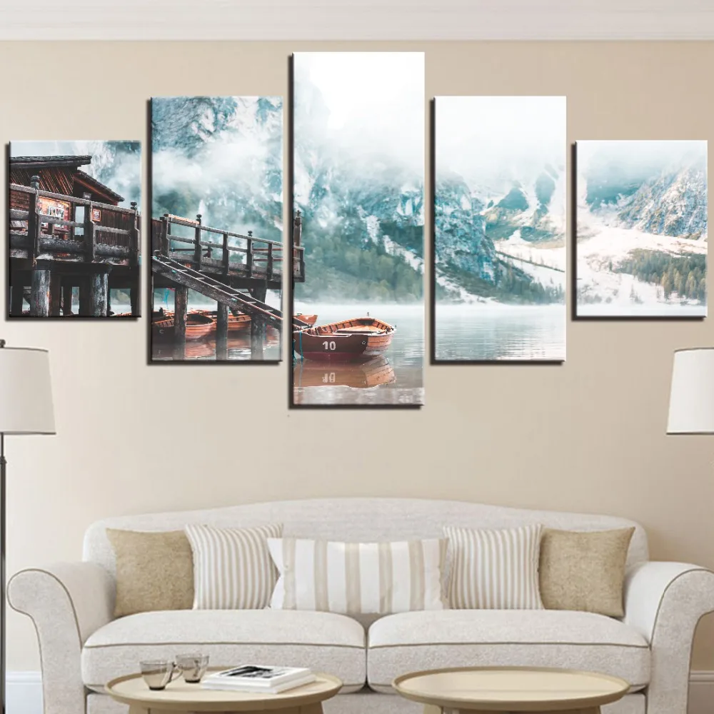 5 шт. изображение природное озеро пейзаж живопись на холсте Home Decor Декор в